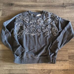 𝅺BANANA Republic abstract mesh cut out crewneck sweatshirt size M
